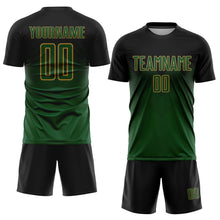 Загрузить изображение в средство просмотра галереи, Custom Black Green-Old Gold Sublimation Soccer Uniform Jersey
