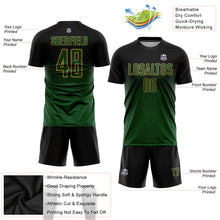 Загрузить изображение в средство просмотра галереи, Custom Black Green-Old Gold Sublimation Soccer Uniform Jersey
