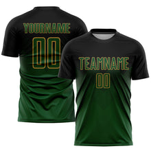 Загрузить изображение в средство просмотра галереи, Custom Black Green-Old Gold Sublimation Soccer Uniform Jersey
