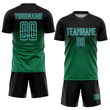 Charger l&#39;image dans la galerie, Custom Black Kelly Green-Light Blue Sublimation Soccer Uniform Jersey
