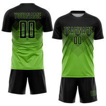 Charger l&#39;image dans la galerie, Custom Neon Green Black Sublimation Soccer Uniform Jersey
