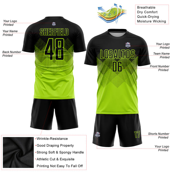 Cheap Custom Neon Green Black Sublimation Fade Fashion Soccer Uniform Jersey  Free Shipping – CustomJerseysPro