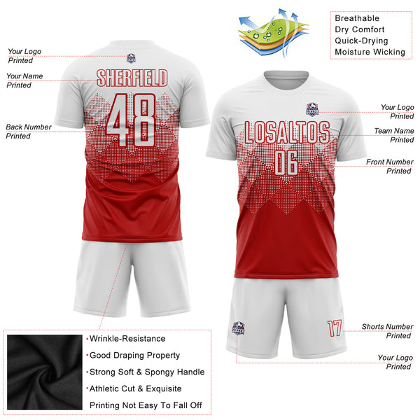 Cheap Custom Gold Red-White Sublimation Soccer Uniform Jersey Free Shipping  – CustomJerseysPro