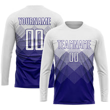 Load image into Gallery viewer, Custom White Dark Purple Sublimation Soccer Uniform Jersey
