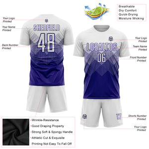 Custom White Dark Purple Sublimation Soccer Uniform Jersey