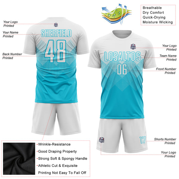 Cheap Custom Sky Blue Aqua Blue-White Sublimation Soccer Uniform Jersey  Free Shipping – CustomJerseysPro