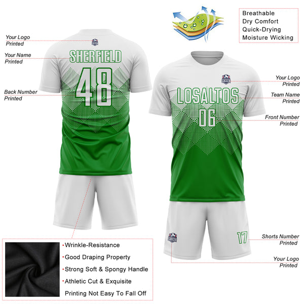 X4 White Green Custom Cheap Soccer Uniforms For Teams