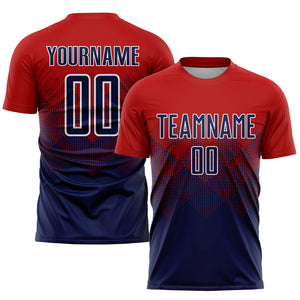 Custom Red Navy-White Sublimation Soccer Uniform Jersey