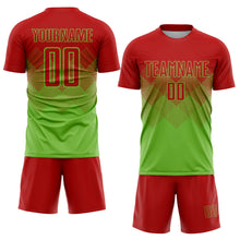 Загрузить изображение в средство просмотра галереи, Custom Neon Green Red Sublimation Soccer Uniform Jersey
