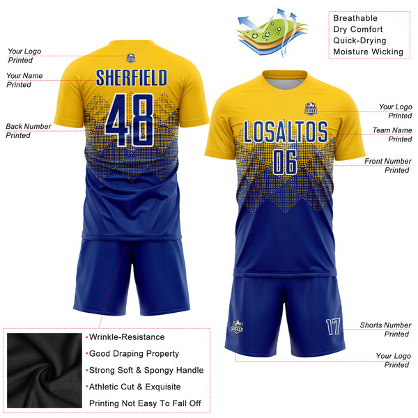 Cheap Custom Royal Gold-White Mesh Split Fashion Football Jersey Free  Shipping – CustomJerseysPro