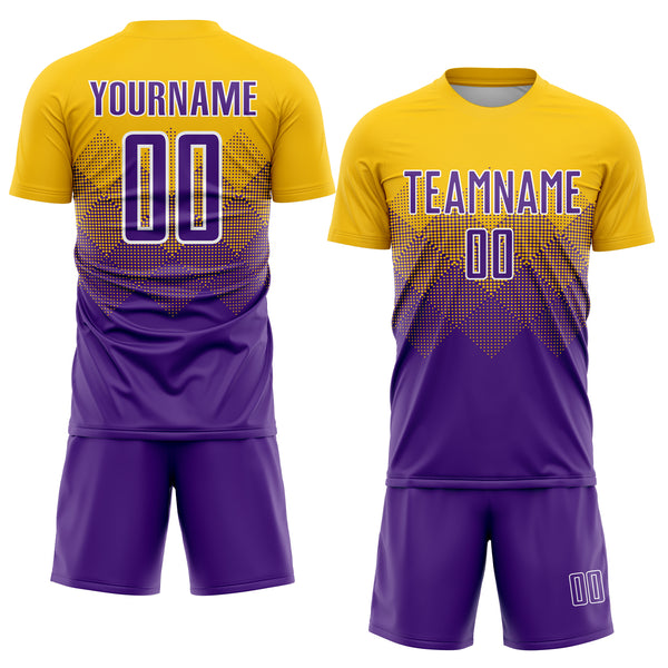 Cheap Custom Gold Purple-White Sublimation Soccer Uniform Jersey Free  Shipping – CustomJerseysPro