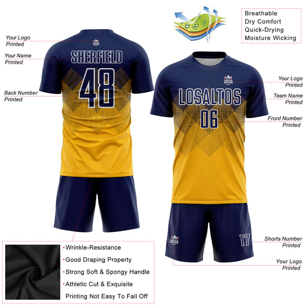 Soccer Kit - Gold/White/Blue Custom Soccer Kits/Jerseys - Vesuvius