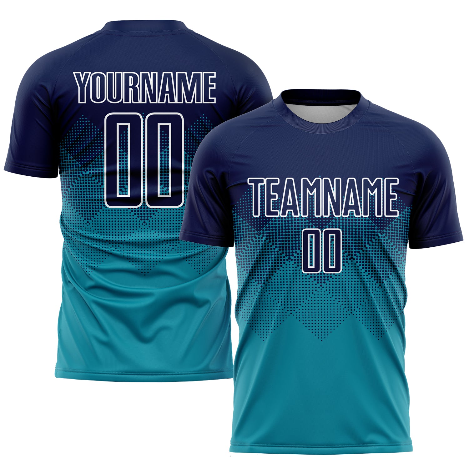 Cheap Custom Teal US Navy Blue-White Sublimation Soccer Uniform