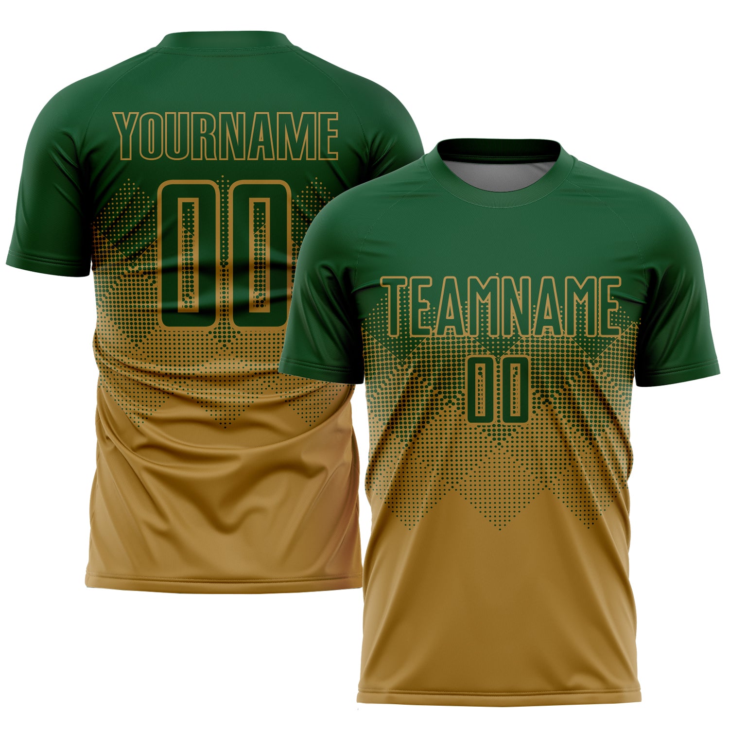 Cheap Custom Black Midnight Green-Old Gold Sublimation Soccer