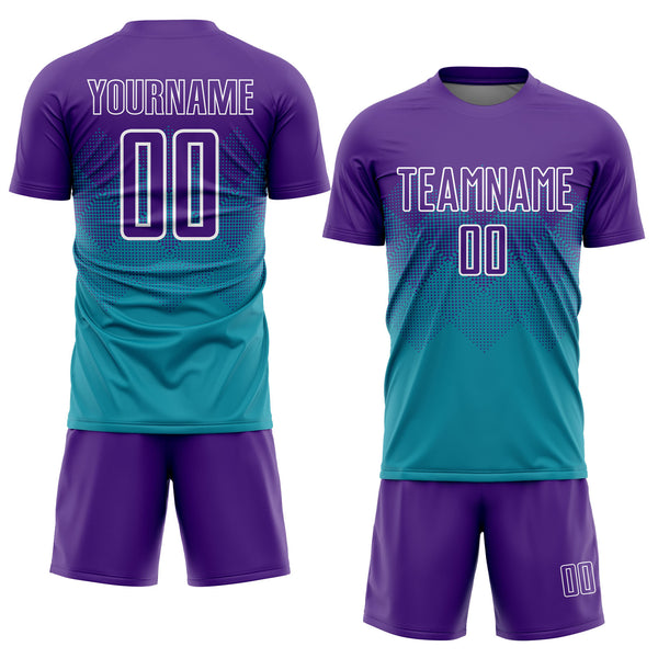 Custom Purple White Sublimation Soccer Uniform Jersey Free