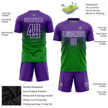 Charger l&#39;image dans la galerie, Custom Grass Green Purple-White Sublimation Soccer Uniform Jersey
