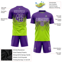 Загрузить изображение в средство просмотра галереи, Custom Neon Green Purple-White Sublimation Soccer Uniform Jersey
