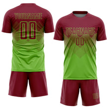 Laden Sie das Bild in den Galerie-Viewer, Custom Neon Green Crimson Sublimation Soccer Uniform Jersey
