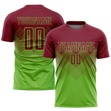 Laden Sie das Bild in den Galerie-Viewer, Custom Neon Green Crimson Sublimation Soccer Uniform Jersey
