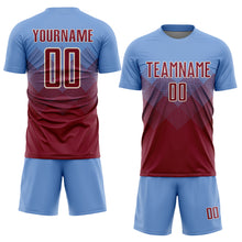 Laden Sie das Bild in den Galerie-Viewer, Custom Light Blue Crimson-Cream Sublimation Soccer Uniform Jersey
