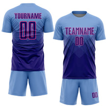 Laden Sie das Bild in den Galerie-Viewer, Custom Light Blue Dark Purple-Pink Sublimation Soccer Uniform Jersey
