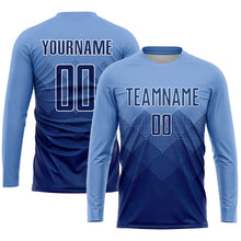 Загрузить изображение в средство просмотра галереи, Custom Light Blue Navy-White Sublimation Soccer Uniform Jersey
