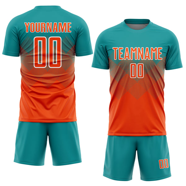 Cheap Custom Teal Orange-White Sublimation Soccer Uniform Jersey Free  Shipping – CustomJerseysPro