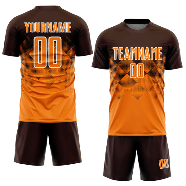 Cheap Custom Brown Blaze Orange Mesh Authentic Football Jersey