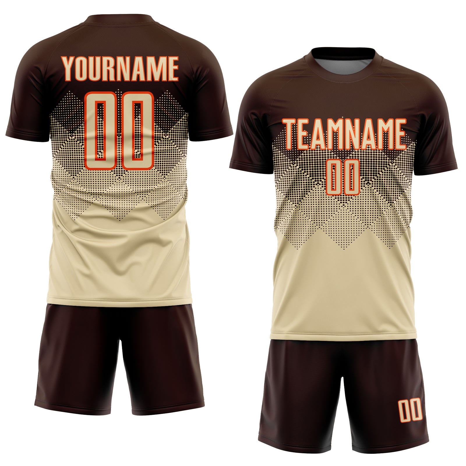 Custom Brown Cream-Camo Sublimation Soccer Uniform Jersey Men's Size:S