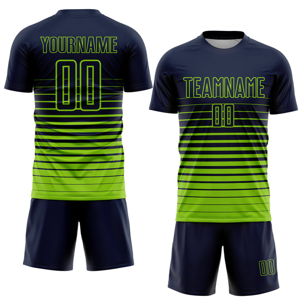 Cheap Custom Navy Neon Green Pinstripe Fade Fashion Sublimation