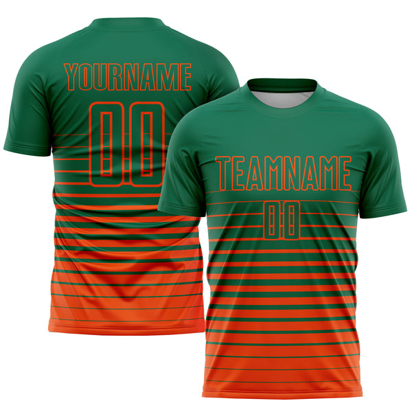 High Quality Football Jersey Green and Orange Soccer Uniform