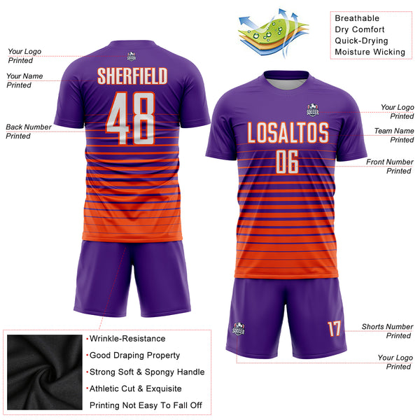 Cheap Custom Orange White-Purple Sublimation Long Sleeve Fade Fashion Soccer  Uniform Jersey Free Shipping – CustomJerseysPro