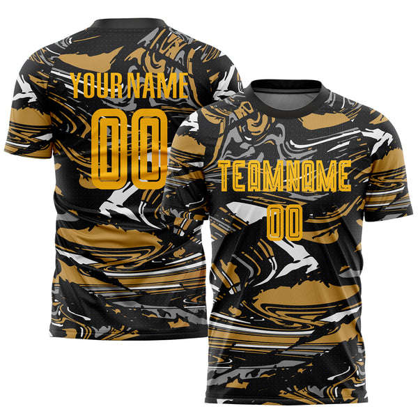 Cheap Custom Gold Black Sublimation Soccer Uniform Jersey Free Shipping –  CustomJerseysPro