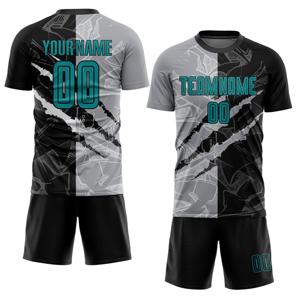 Cheap Custom Gray Black-Kelly Green Sublimation Long Sleeve Fade Fashion  Soccer Uniform Jersey Free Shipping – CustomJerseysPro