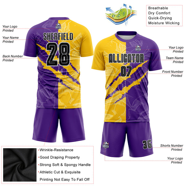 Custom Black Purple Sublimation Soccer Uniform Jersey