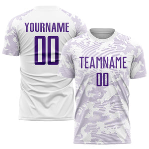 Custom White Purple Sublimation Soccer Uniform Jersey