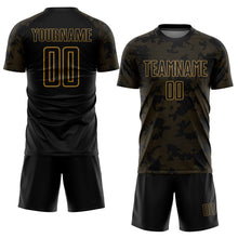 Load image into Gallery viewer, Custom Black Old Gold Sublimation Soccer Uniform Jersey
