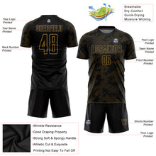 Load image into Gallery viewer, Custom Black Old Gold Sublimation Soccer Uniform Jersey
