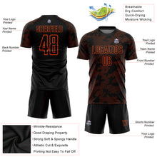 Load image into Gallery viewer, Custom Black Orange Sublimation Soccer Uniform Jersey
