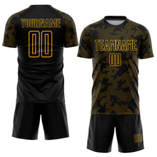 Load image into Gallery viewer, Custom Black Gold Sublimation Soccer Uniform Jersey
