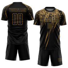 Laden Sie das Bild in den Galerie-Viewer, Custom Black Old Gold Sublimation Soccer Uniform Jersey
