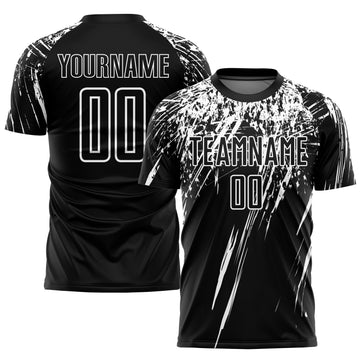 Custom Black White Sublimation Soccer Uniform Jersey