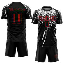 Load image into Gallery viewer, Custom Black Red-White Sublimation Soccer Uniform Jersey
