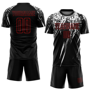 Custom Black Red-White Sublimation Soccer Uniform Jersey