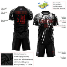 Load image into Gallery viewer, Custom Black Red-White Sublimation Soccer Uniform Jersey
