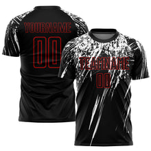 Load image into Gallery viewer, Custom Black Red-White Sublimation Soccer Uniform Jersey
