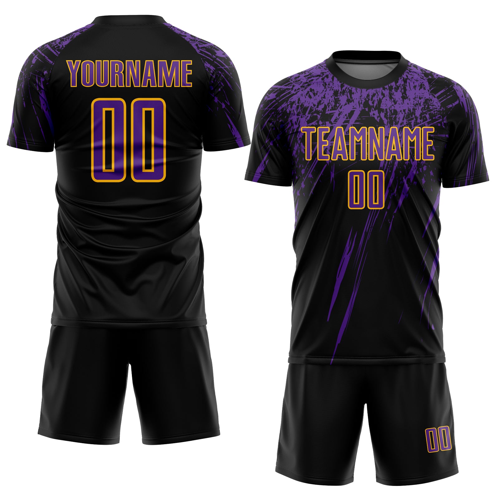 Cheap Custom Black Purple Sublimation Soccer Uniform Jersey Free