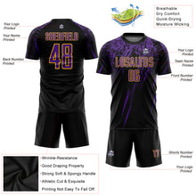 Загрузить изображение в средство просмотра галереи, Custom Black Purple-Gold Sublimation Soccer Uniform Jersey
