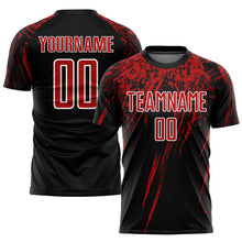 Load image into Gallery viewer, Custom Black Red-White Sublimation Soccer Uniform Jersey
