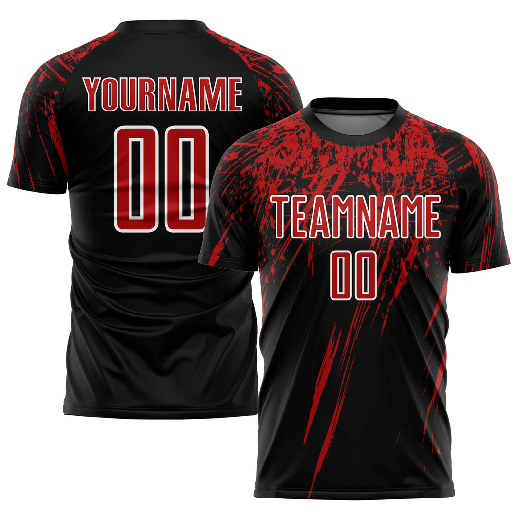 Custom Black Red-White Sublimation Soccer Uniform Jersey